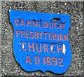 Plaque, Carnlough Presbyterian Church