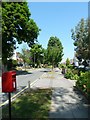 Looking towards a traffic island in Lynwood Avenue