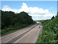 Looking east along the A30 at Westcott