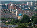 Wolseley Road Mosque and central Sheffield viewed from Meersbrook Park