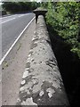 Parapet of Leeswood Bridge and a bench mark.