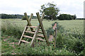TF4078 : Stile, with footpath running through cornfield beyond by Andrew Whale