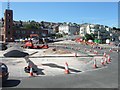 Roadworks at roundabout by harbour at Weymouth