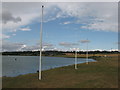 Flag poles beside the Medina