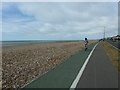 Cyclist on path between East Worthing Beach and the A259