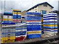 Danish Fishboxes at Eyemouth : Hvide Sande Fisk