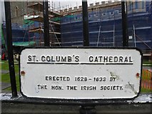 C4316 : Plaque, St Columb's Cathedral by Kenneth  Allen