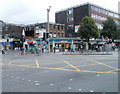 Shops on the corner of Wood Street adjacent to Cardiff bus station