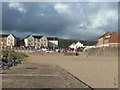 Car park, houses and the start of the jetty walkway, Aberavon