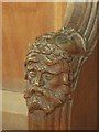 NY7863 : St. Cuthbert's Church, Beltingham - carved head on choir stall (8) by Mike Quinn