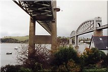 SX4358 : Road and railway bridges over the Tamar from Saltash by David Gearing