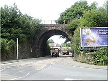 ST1494 : Railway bridge across Nelson Road, Ystrad Mynach by Jaggery