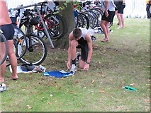 SJ6452 : North West Triathlon, swim to cycle transition by David Hawgood