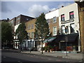 The Britannia Tap and, almost hidden by a tree, the Warwick Arms, West Kensington