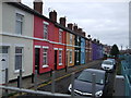 Brightly painted terrace