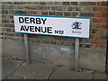 Street sign, Derby Avenue N12