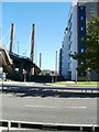 Edges of bridge and Endeavour House, Newport