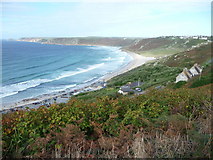 SW3526 : Whitesand Bay from above Sennen Cove by Jeremy Bolwell