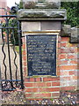 The Sanctuary, Newchurch, Plaque