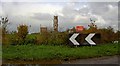 A plethora of signs and a totem on the bend to Mount Pleasant Farm