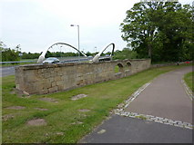 NU2311 : Wall on the approach to the old bridge over the River Aln by Alexander P Kapp