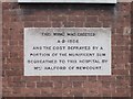 Foundation stone of one wing of the former Exeter hospital