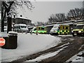 Ambulance station in the snow