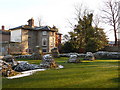 Bury St. Edmunds: residual snow over abbey ruins