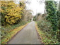 Lane from Hartridge Farm Road approaches Pwll-pen