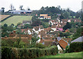 Kersey churchyard and the village beyond