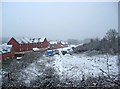 Looking towards a snow-covered Millfields Drive