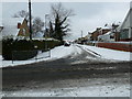 Looking from Farlington Avenue into a snowy Solent Road