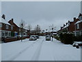 Looking north-east up a snowy Lealand Road