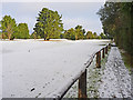 SZ1993 : Snowy Highcliffe Golf Course Footpath by Mike Smith