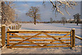 A gate to winter farmland