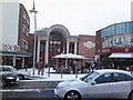 A snowy view of the Exchange Mall