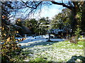 A snowy churchyard at St. Andrew