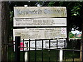 Sign at entrance to Kenilworth Cemetery