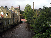 SD9927 : Hebden Water, looking upstream from the Old Bridge, Hebden Bridge by Phil Champion