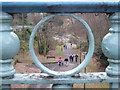 Boscombe Chine Gardens: view through an ironwork circle