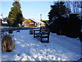 A bench in the snow