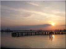 SU4110 : Southampton, disused Royal Pier: sunset by Helena Hilton