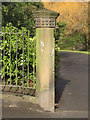 SJ3688 : Gatepost in Prince's Park by John S Turner