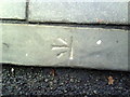 Benchmark on the kerb on NE side of New Road