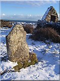 T1204 : Gravestone at St. Vaugh's chapel in snow by Liam Millar