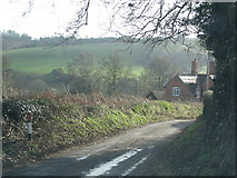 ST2332 : Road drops towards Spring Cottage by Sarah Charlesworth