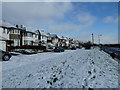 A snowy verge between Auriol Drive and Havant Road