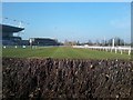 View from the final fence at Kempton Park racecourse