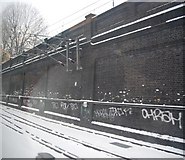 TQ2883 : Wall by the West Coast Mainline approaching Euston Station by N Chadwick