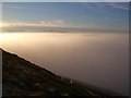SO1527 : Cockit Hill (Mynydd Llangorse): dramatic midwinter cloud inversion on the west flank, Brecon Beacons beyond by Keith Salvesen